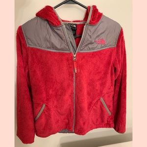 Hot pink North Face hooded jacket
